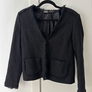 Zara Women's Textured Black Blazer